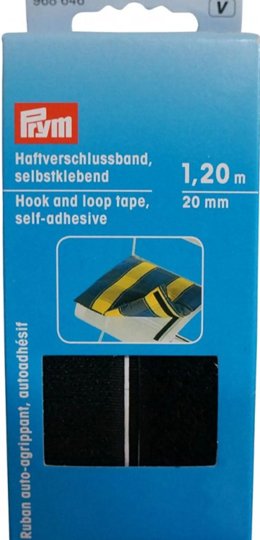 Kardborreband självhäftande svart 20mm - 1,2m