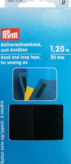 Kardborreband svart 20mm - 1,2m