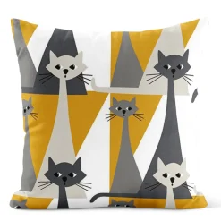 Kitty gul kuddfodral med retro katter