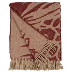 Kotteri vinröd-beige ullpläd - Almedahls