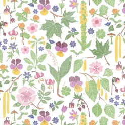 Kungsljus multi – blommigt tyg med nordisk flora