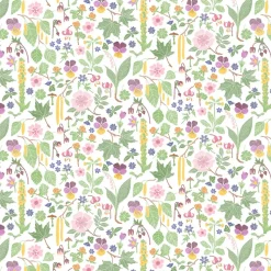 Kungsljus multi – blommigt tyg med nordisk flora