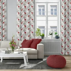 Kurbits röd-grön tyg med dalahästar
