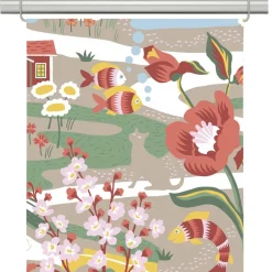 Landet bubblar orange-beige panelgardiner