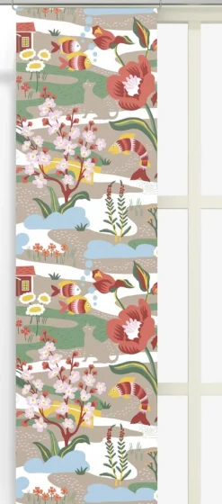 Landet bubblar orange-beige panelgardiner