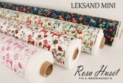 Leksand mini natur tyg med traditionellt dalahästtryck