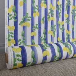 Lemon stripe tyg - ränder och citroner