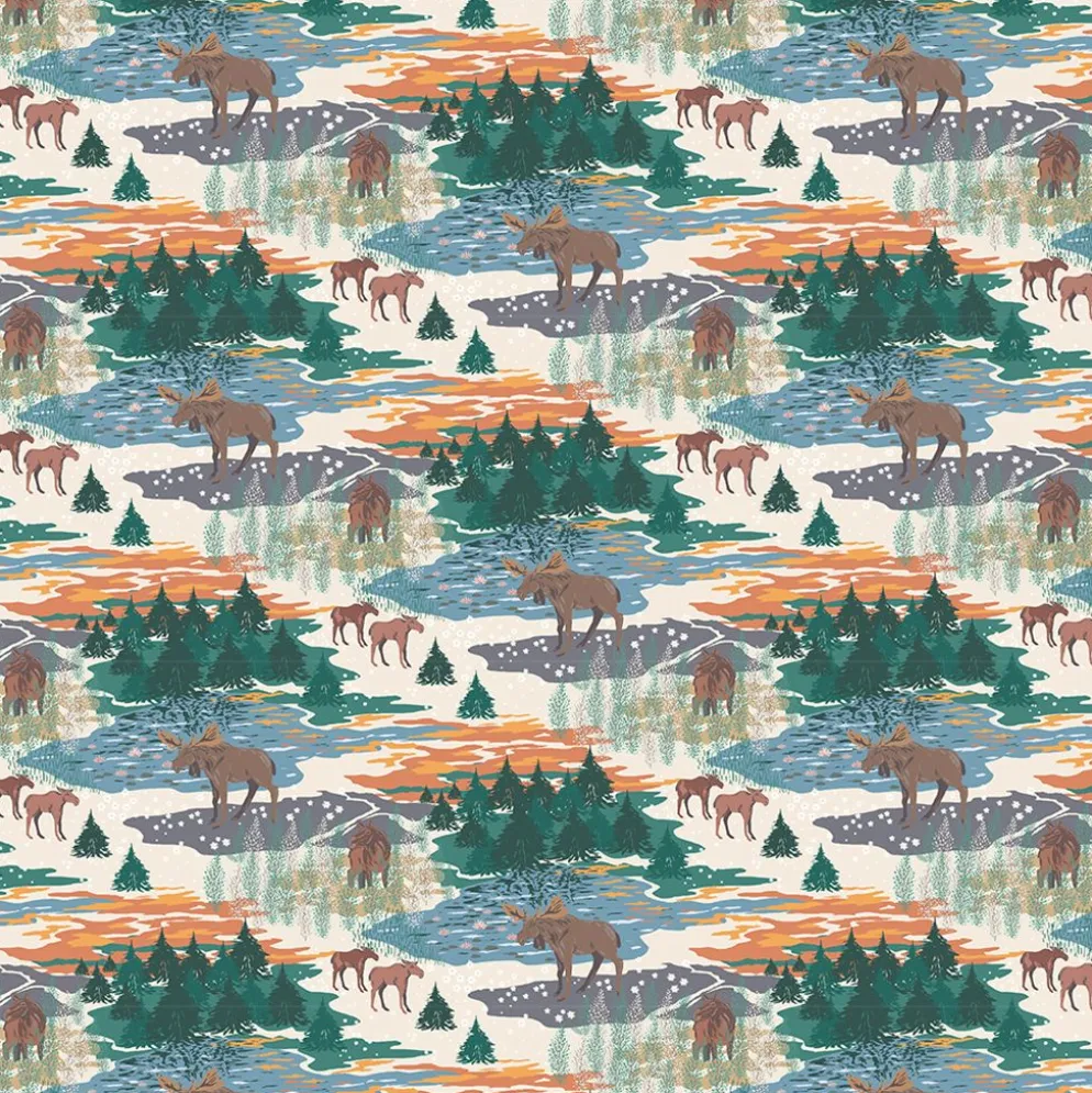 Älgrike beige/grön - tyg