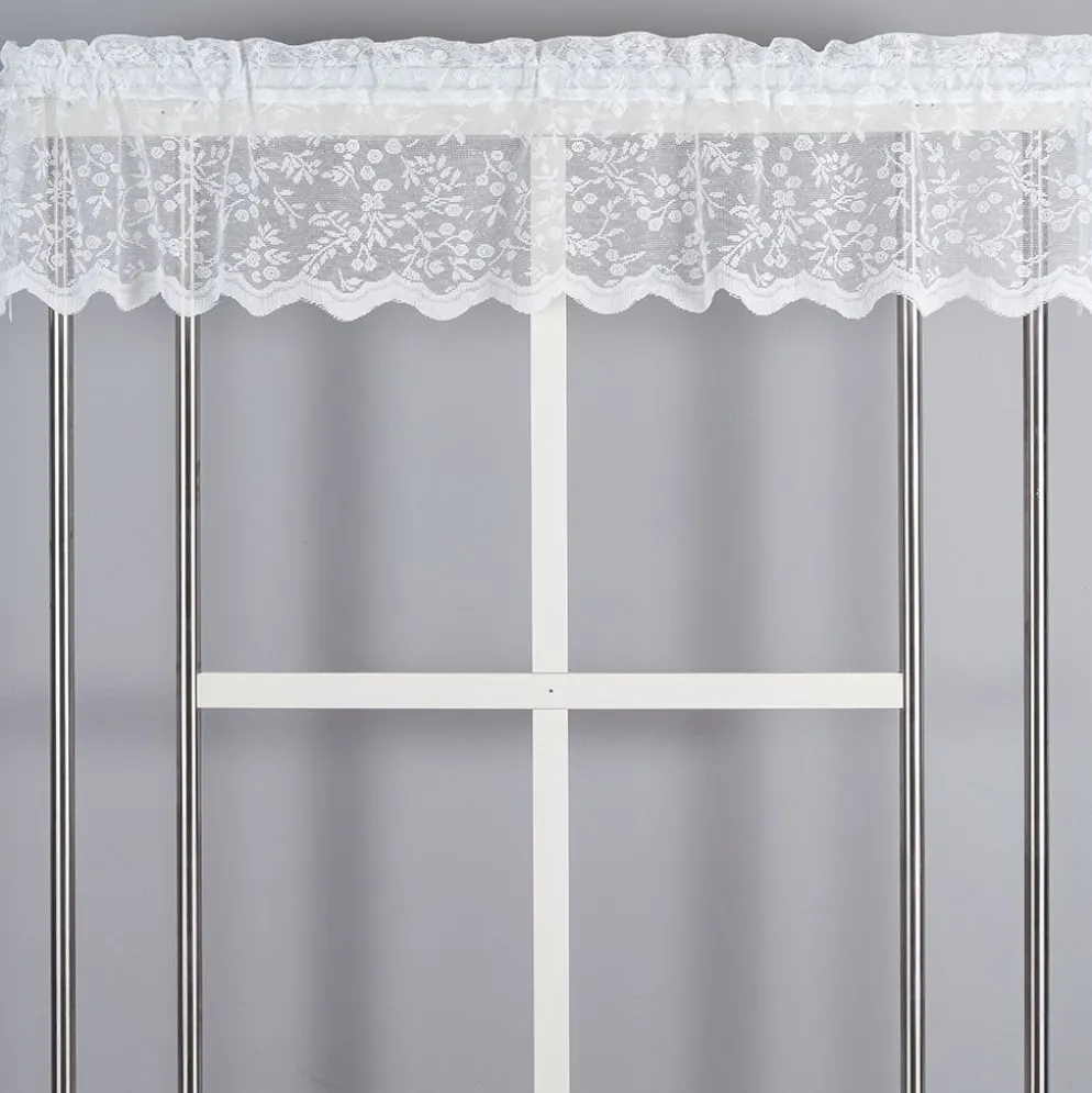 Lize offwhite spets kappmetervara 30 cm vit – klassisk gardinkappa