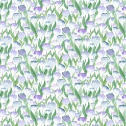 Ljuvligt blå – blommigt tyg i mjuka blå och lila toner
