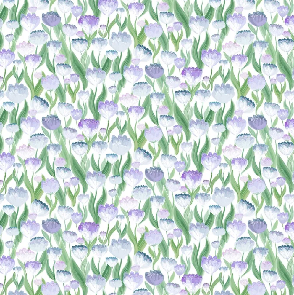 Ljuvligt blå – blommigt tyg i mjuka blå och lila toner