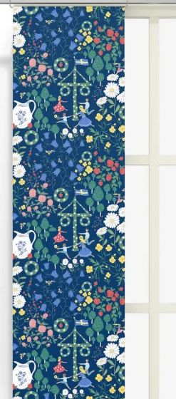 Midsommardans blå panelgardiner