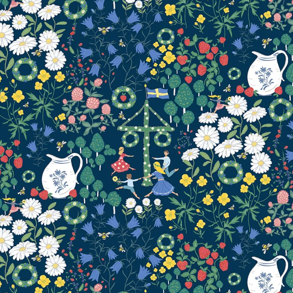 Midsommardans blå tyg