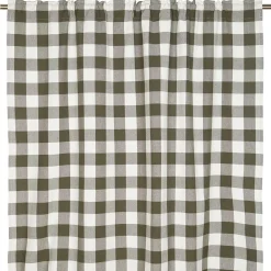 Moa grön rutiga gardiner i återvunnet material 140x250cm