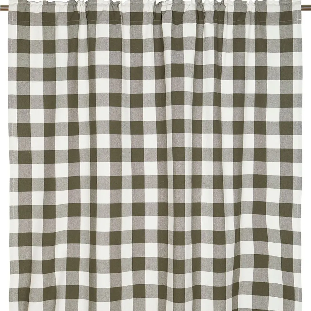 Moa grön rutiga gardiner i återvunnet material 140x250cm