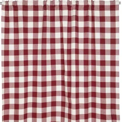 Moa röd rutiga gardiner i återvunnet material 140x250cm
