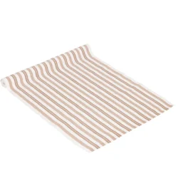 Nina sand randig bordslöpare i bomull 35x120cm