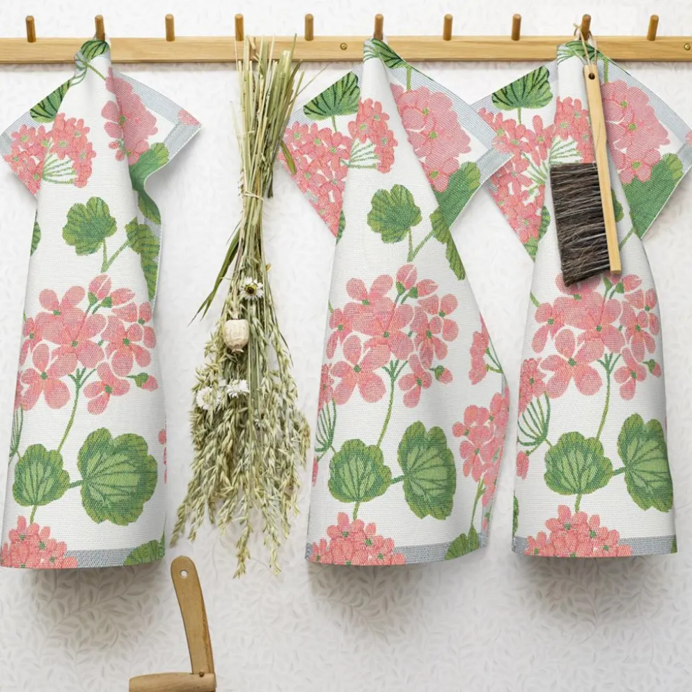 Pelargonia kökshandduk 35X50 - Ekelunds Linneväveri