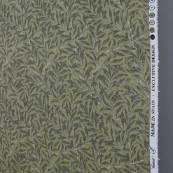 Ramas grön-mörkgrön tyg med kvistar och blad