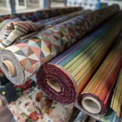 Retro stripes randigt multifärgat gobelängtyg