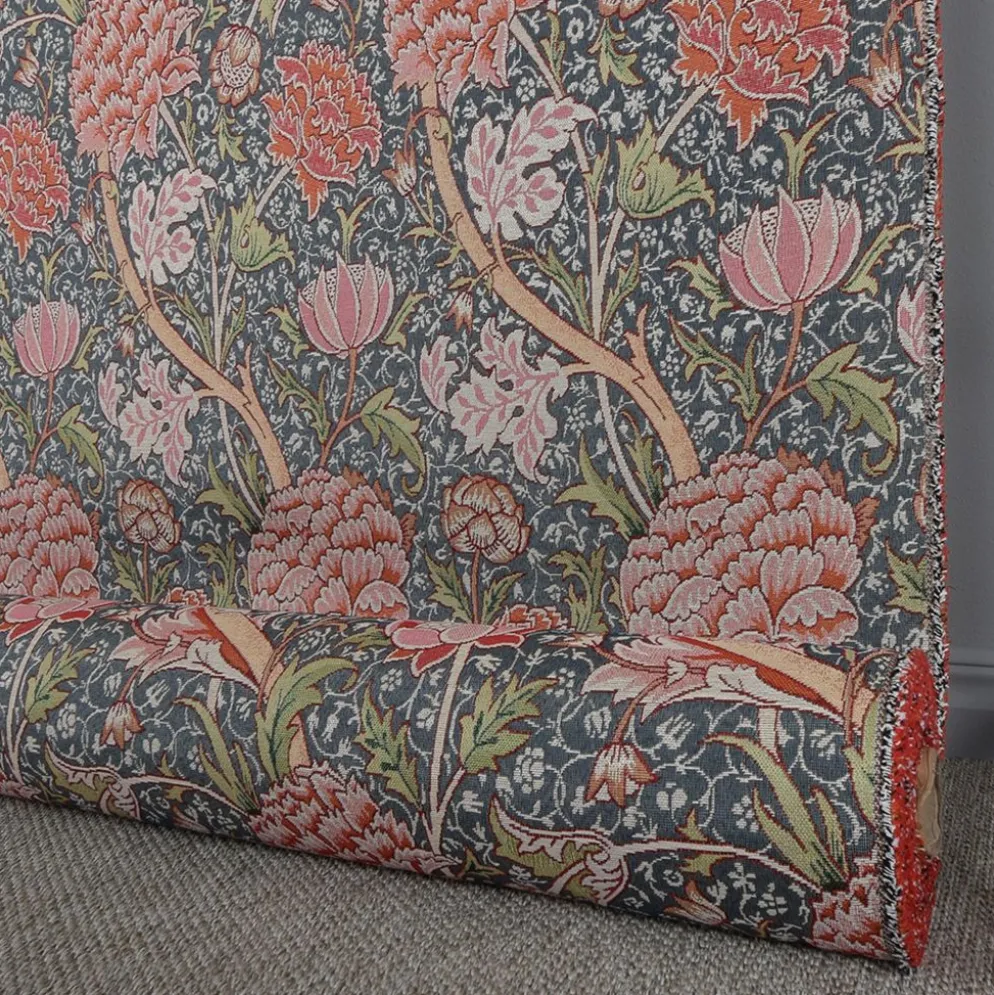Rosengömma blå - slitstarkt gobelängtyg i arts & crafts-stil