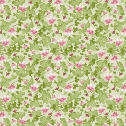 Sippa grön – blommigt tyg i grönt och rosa