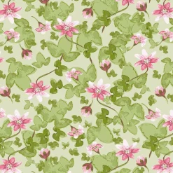 Sippa grön – blommigt tyg i grönt och rosa