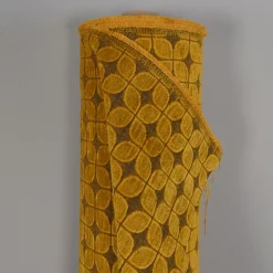 Soft retro leaf ochre möbeltyg