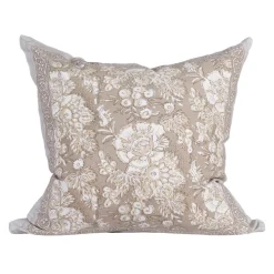 Sonia beige blommigt kuddfodral i bomull 48x48cm