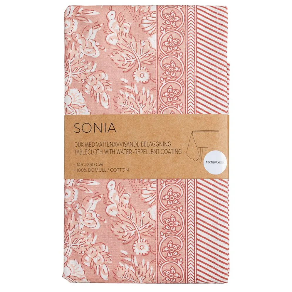 Sonia rosa textilvaxduk 140x250 cm – vattenavvisande duk i bomull