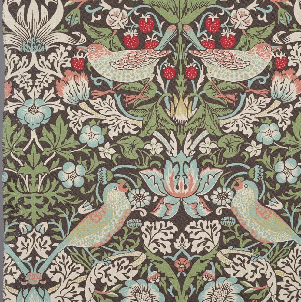 Strawberry bird grön-blå tyg