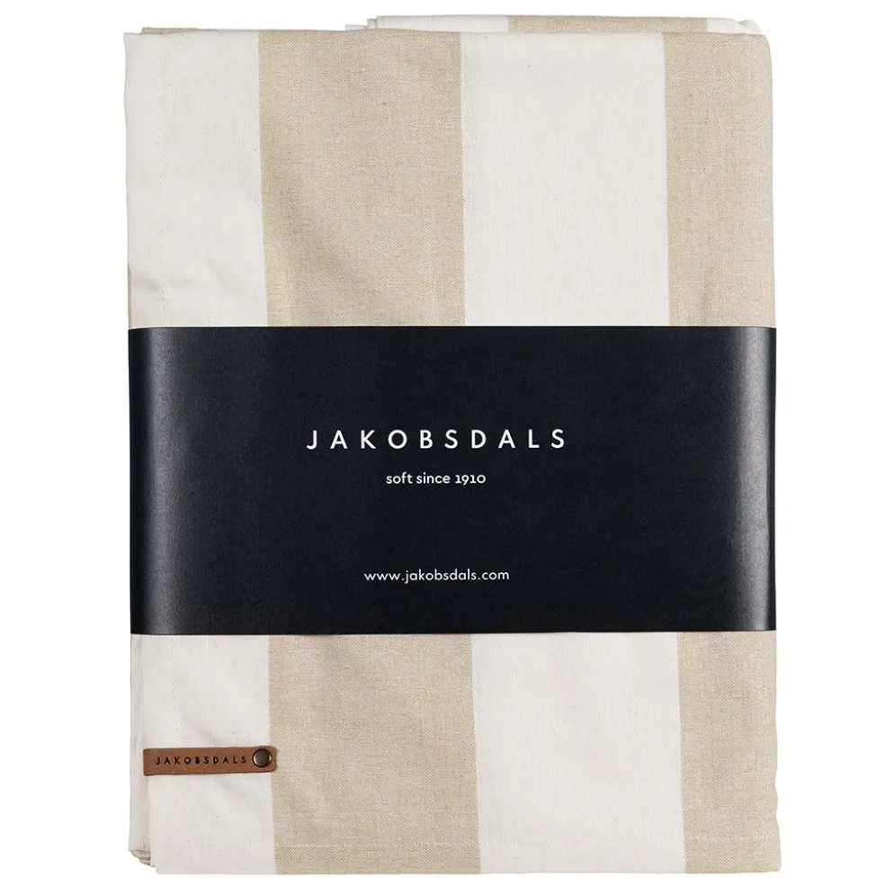 Striato beige randig textilvaxduk – praktisk bordsduk