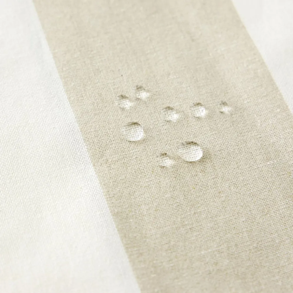 Striato beige randig textilvaxduk – praktisk bordsduk