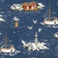 Textilvaxduk Fiskeskär mörkblå