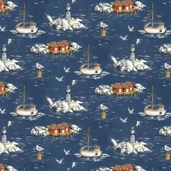 Textilvaxduk Fiskeskär mörkblå