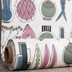 Textilvaxduk Picknick blå/rosa - lekfull retrodesign i mjuka färger