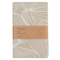 Tilda beige bordsduk med grafiskt mönster i bomull 140x280cm