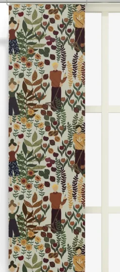 Trädgård rost/beige panelgardiner