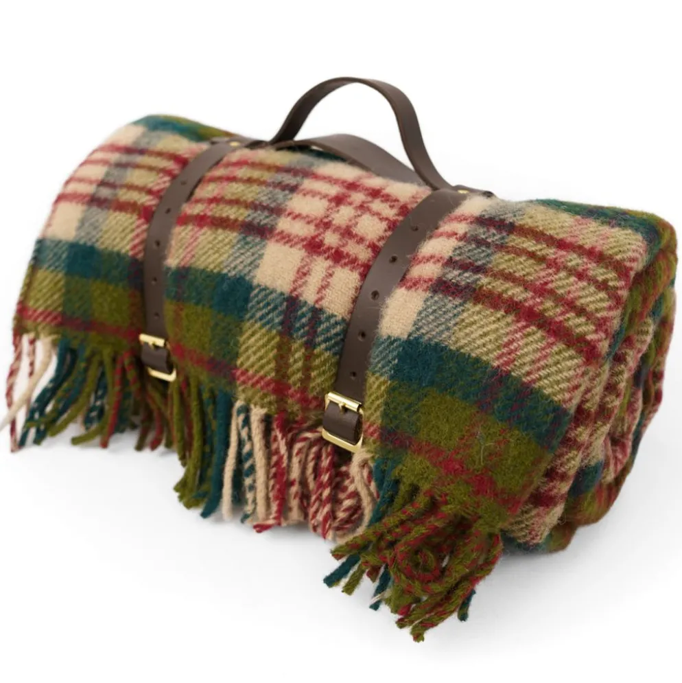 Tweedmill Picknickfilt i Ull - Thistleberry/Wine med Vattentät Baksida, 145 x 183 cm