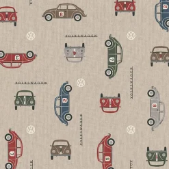 Tyg med Folkabubblor - VW beetle racing
