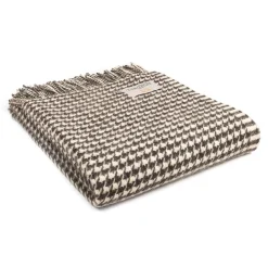 Ullpläd Houndstooth Charcoal, 100% Ull, 140x183 cm