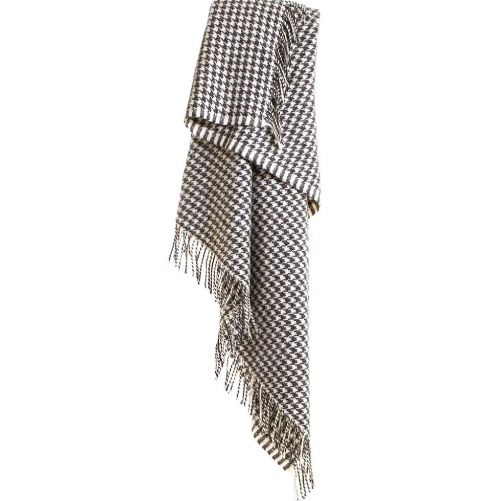 Ullpläd Houndstooth Charcoal, 100% Ull, 140x183 cm