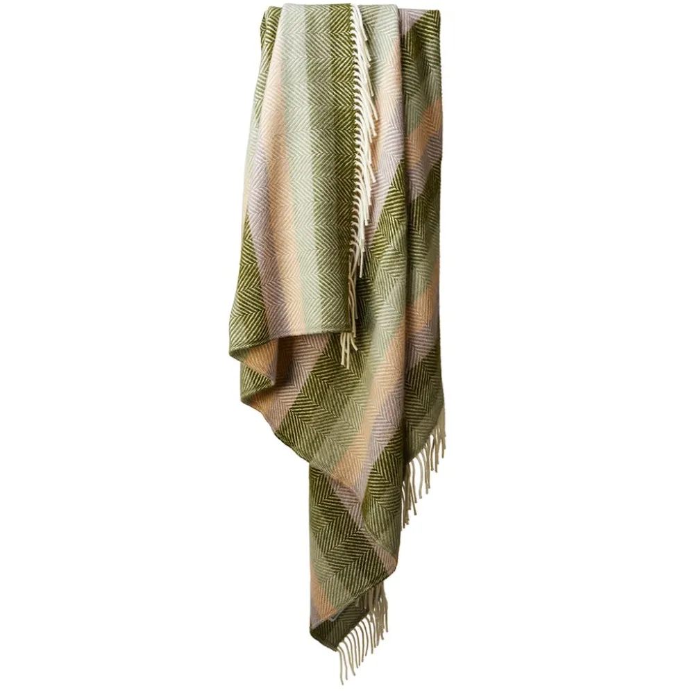 Ullpläd Stripe Botanical, 100% Ull, 150x183 cm