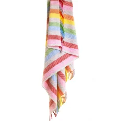 Ullpläd Stripe Rainbow Grey, 100% Ull, 150x183 cm