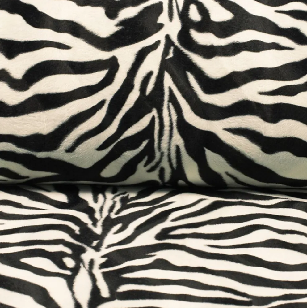 Velboa gulton zebra tyg – mjukt zebramönster