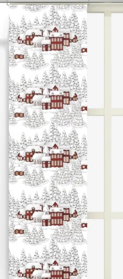 Vinterbyn röd panelgardin