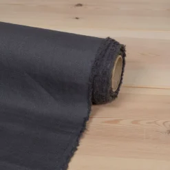 Washed lin/bomull mörkgrå tyg